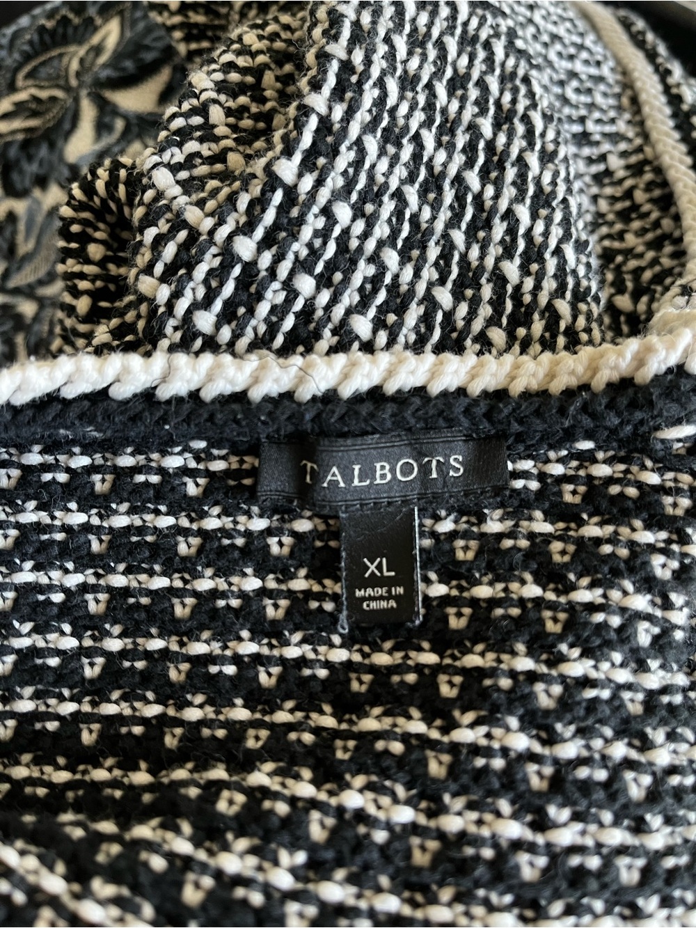 Talbots Black & White Tweed Open-Front Women's Jacket SIZE XL - Picture 9 of 12